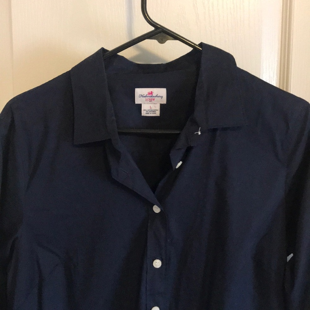 J Crew women’s navy blue button down shirt L